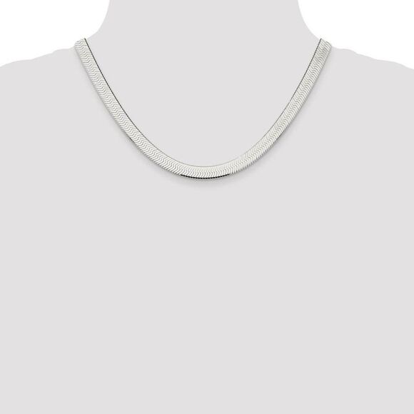 Men's 8mm, Sterling Silver Solid Herringbone Chain Necklace, 18 Inch - Picture 2 of 8
